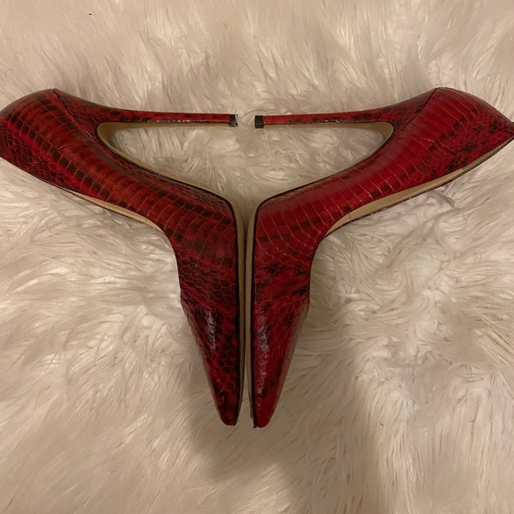 Red snake skin Jimmy Choo Stilettos - Picture 3 of 7